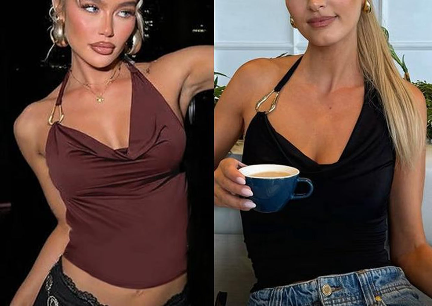 MSP SIGNATURE HALTER TOP (BURGUNDY/BLACK)