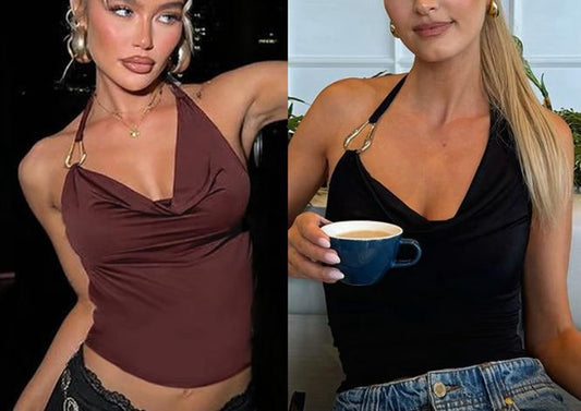 MSP SIGNATURE HALTER TOP (BURGUNDY/BLACK)