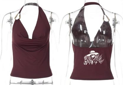 MSP SIGNATURE HALTER TOP (BURGUNDY/BLACK)