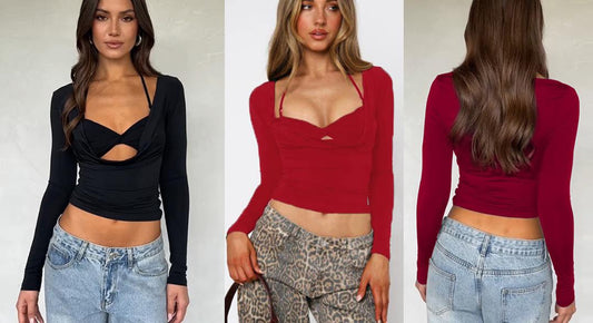 MSP LONG SLEEVE CROP TOP (BLACK/RED)
