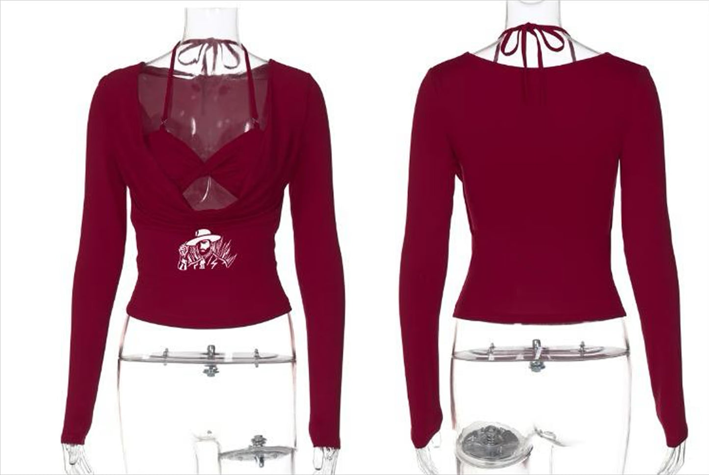 MSP LONG SLEEVE CROP TOP (BLACK/RED)