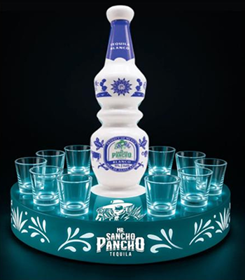 Tequila Flight Display with Shot Glass Set